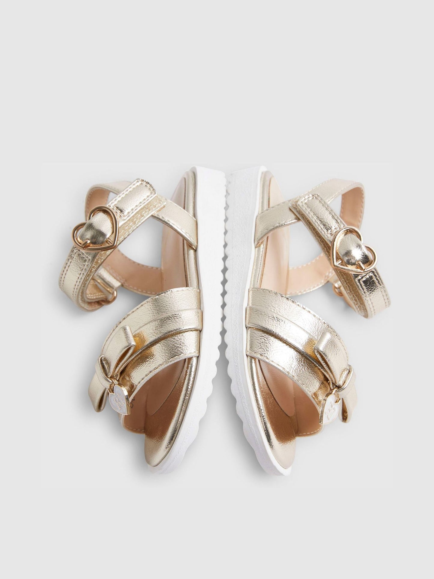 River Island Gold Metallic Bow Wedge Sandals image 3