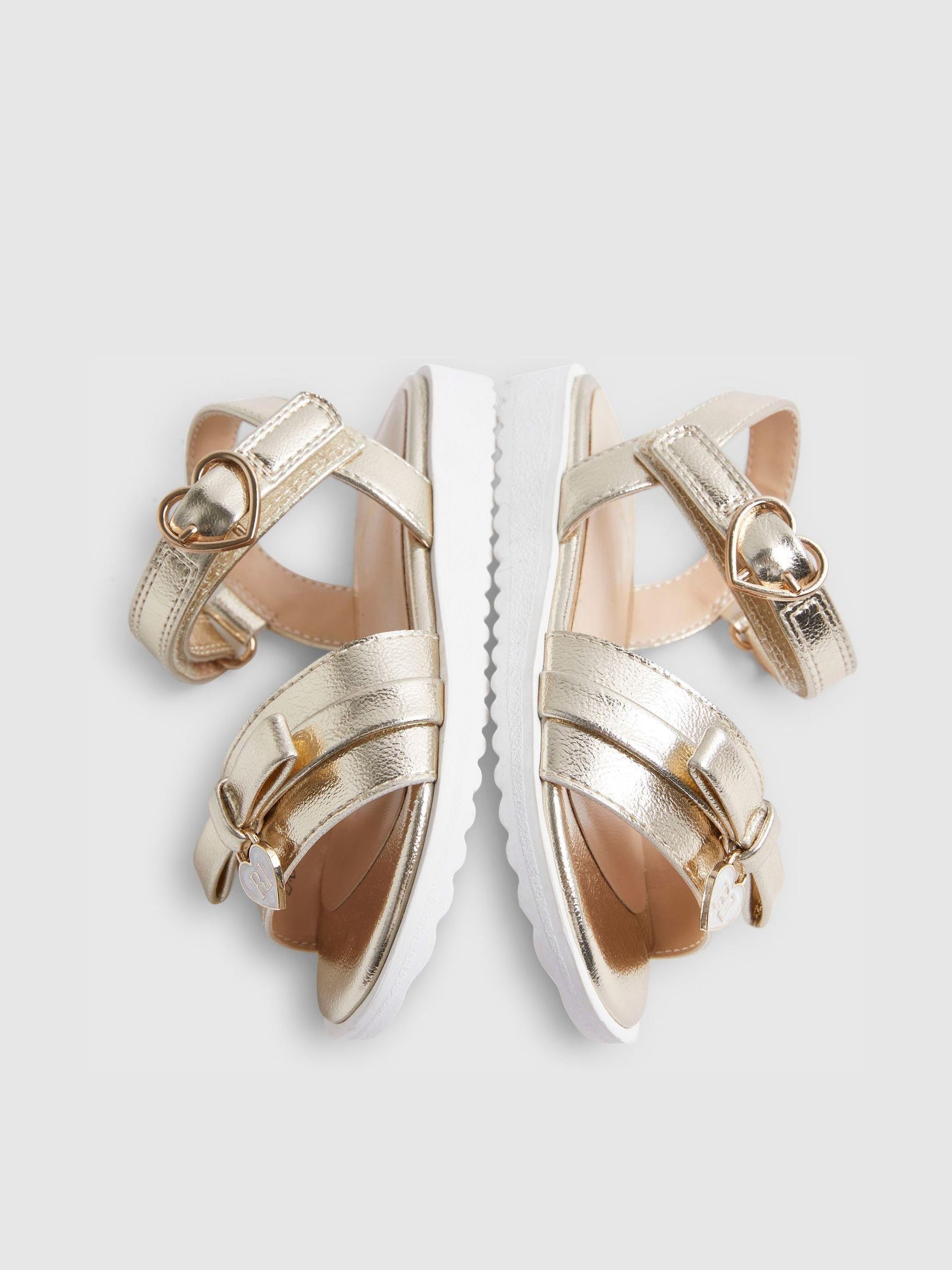 River Island Gold Metallic Bow Wedge Sandals image 3