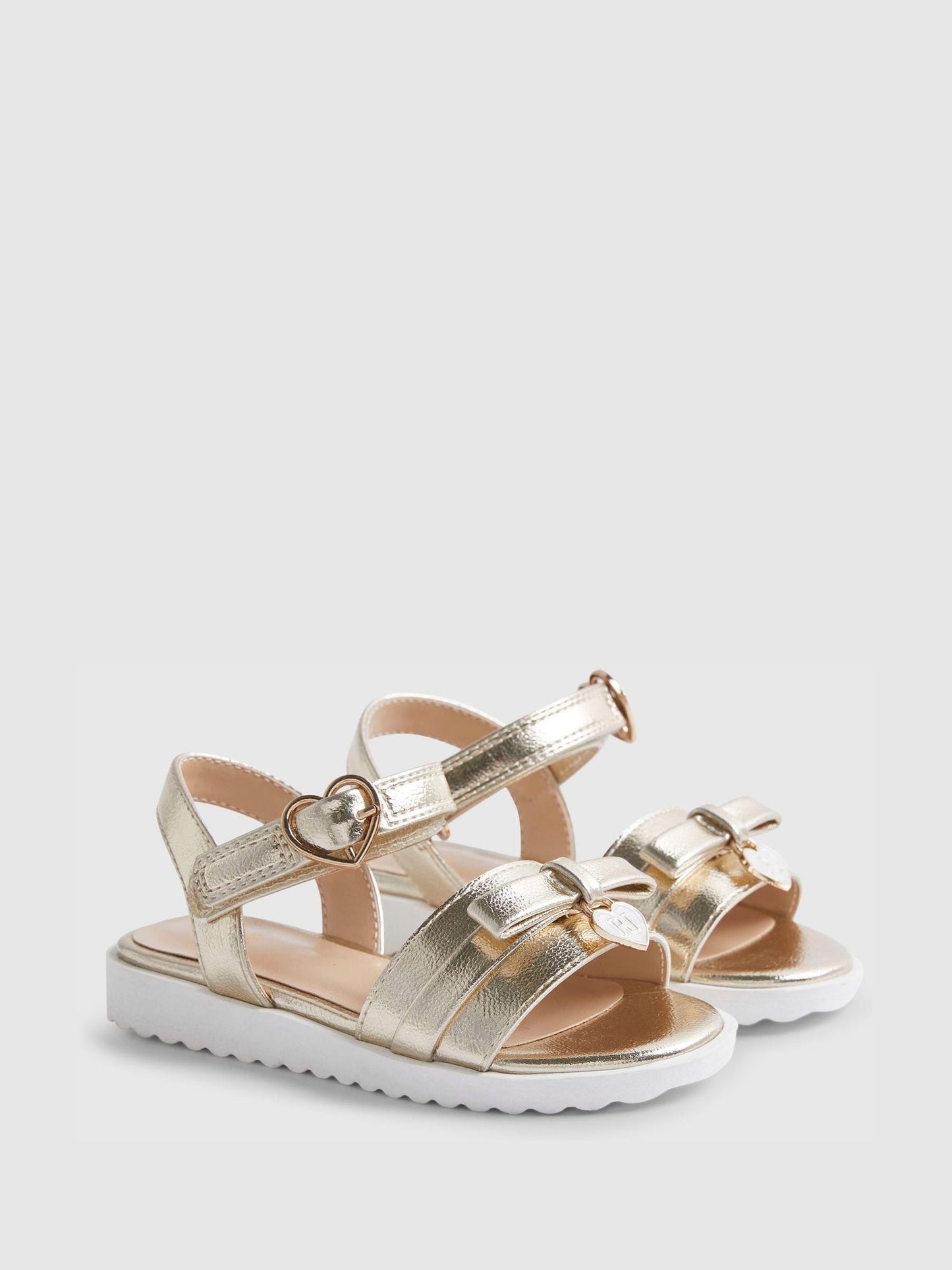 River Island Gold Metallic Bow Wedge Sandals image 4