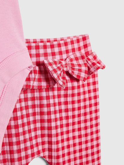 River Island Pink Frill Bodysuit & Gingham Leggings Set image 3