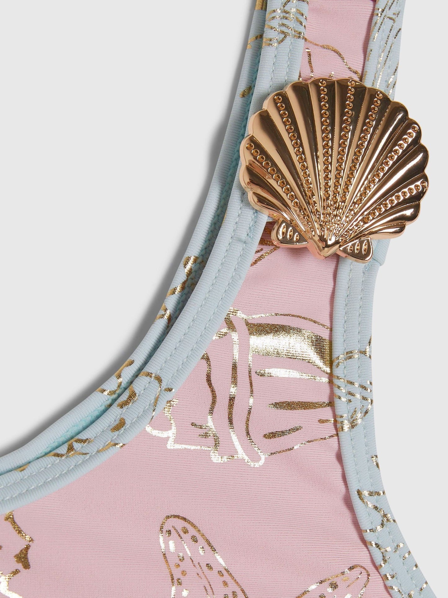 Dsiney Kidz - River Island Pink Foil Shell Asymetric Bikini image 3