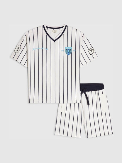 Dsiney Kidz - River Island White Oversized Baseball Stripe Top and Short Set image 2