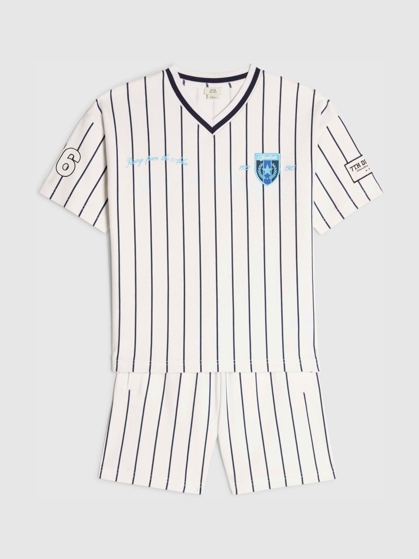 Dsiney Kidz - River Island White Oversized Baseball Stripe Top and Short Set image 3