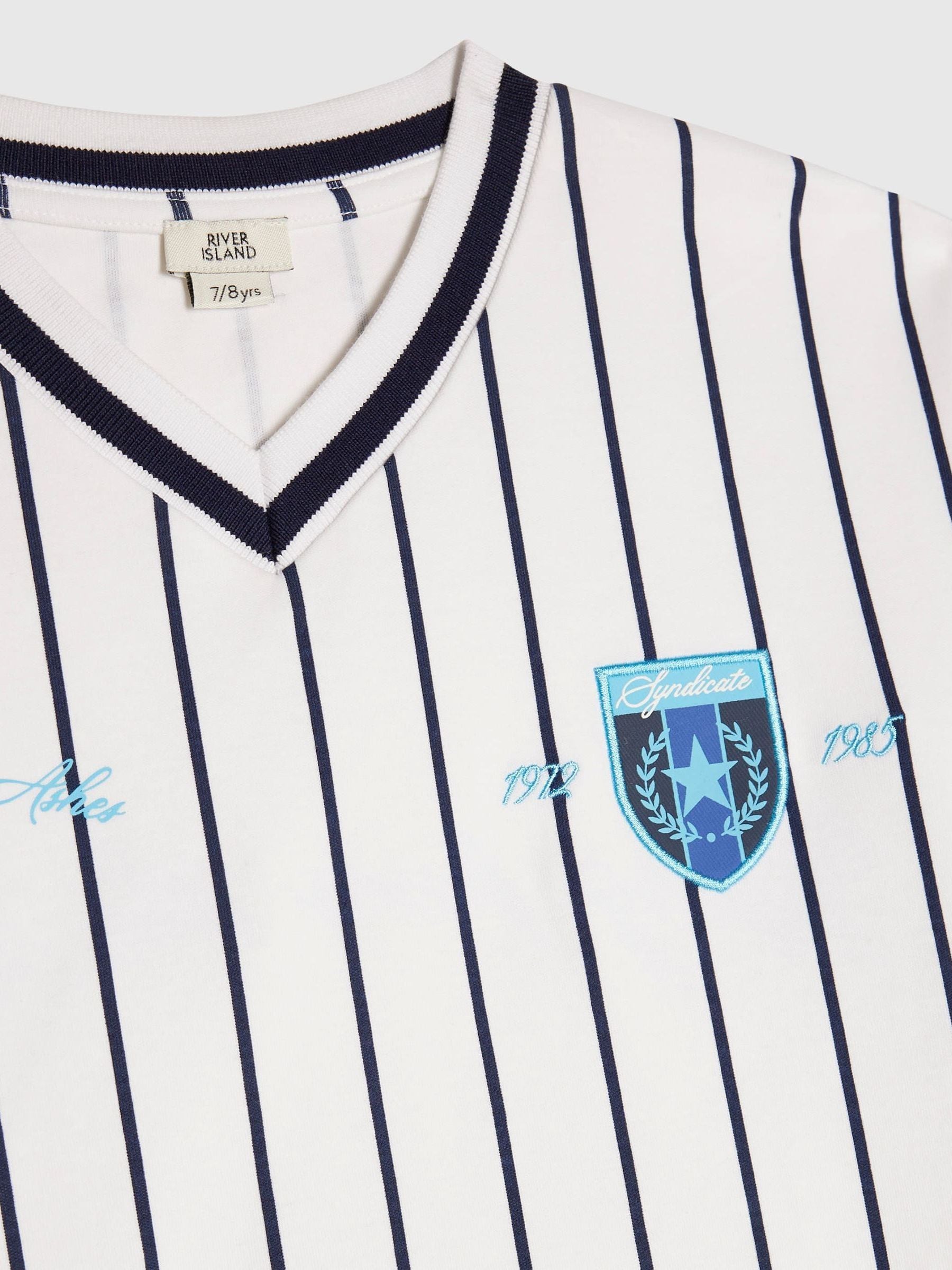 Dsiney Kidz - River Island White Oversized Baseball Stripe Top and Short Set image 4