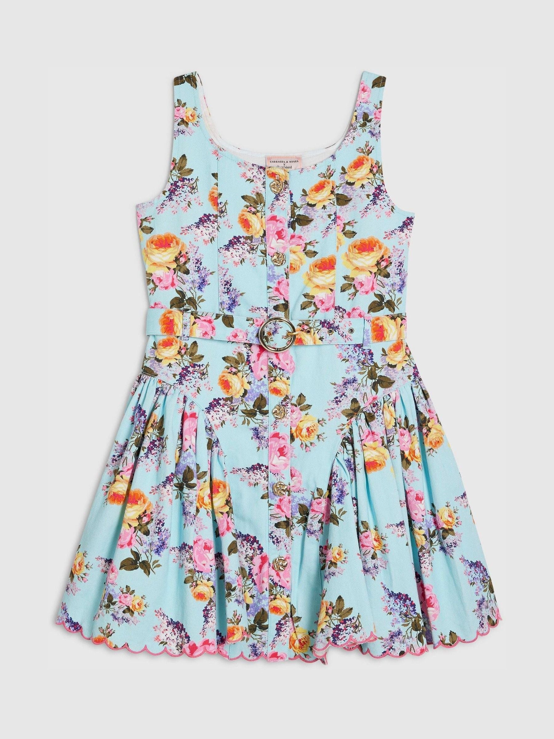 River Island Blue Cabbages and Roses Floral Prom Dress image 1