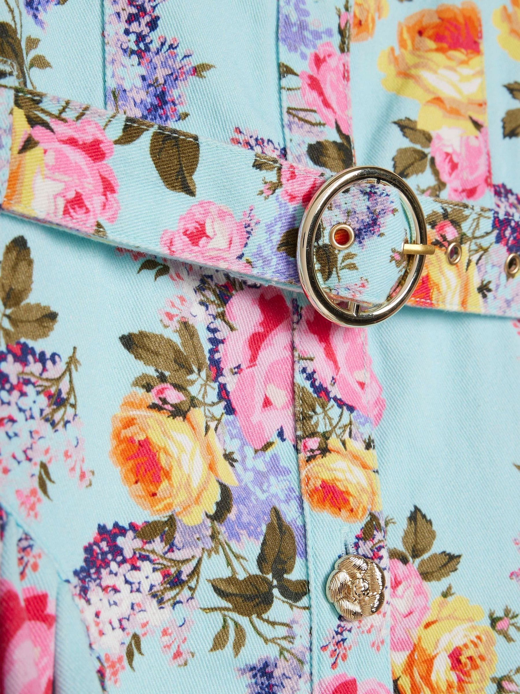 River Island Blue Cabbages and Roses Floral Prom Dress image 3