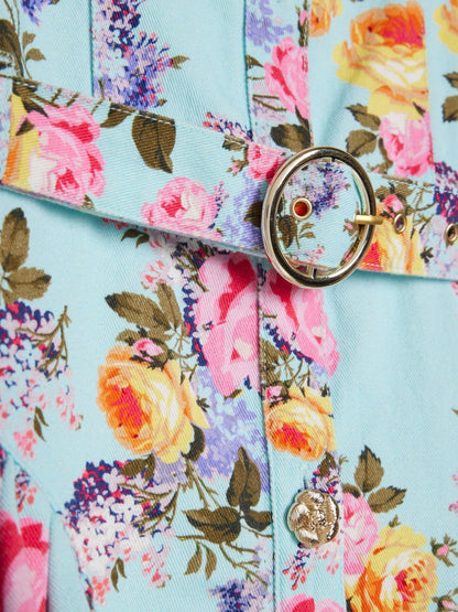 River Island Blue Cabbages and Roses Floral Prom Dress image 3