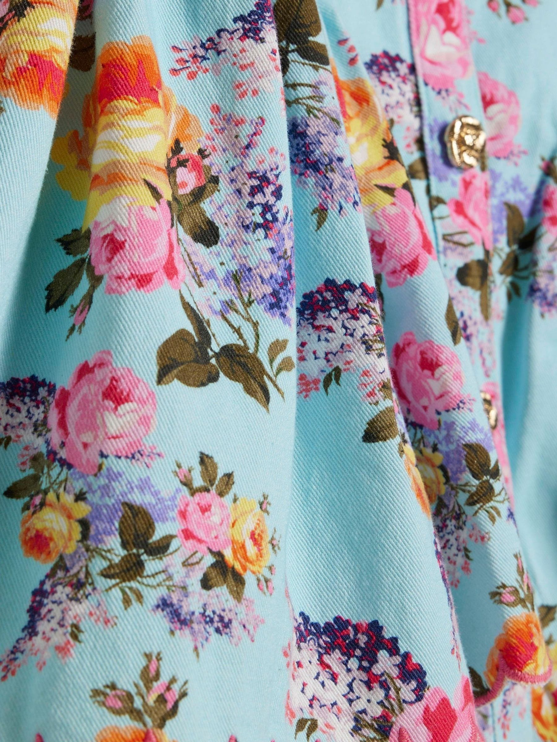 River Island Blue Cabbages and Roses Floral Prom Dress image 4