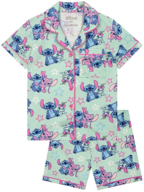 Dsiney Kidz - Character Green Disney Lilo & Stitch Short Button Up Pyjamas image 1