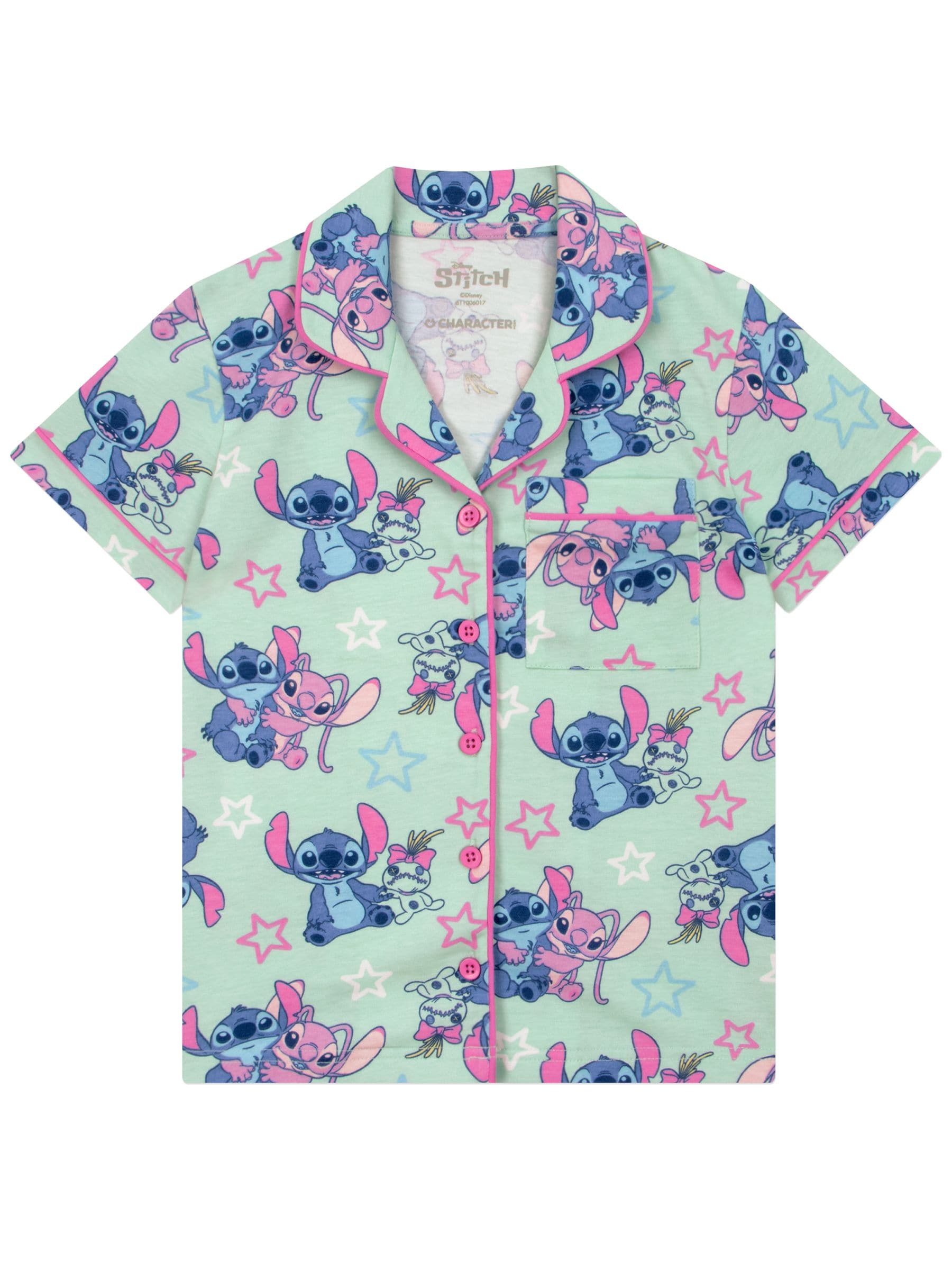 Dsiney Kidz - Character Green Disney Lilo & Stitch Short Button Up Pyjamas image 2