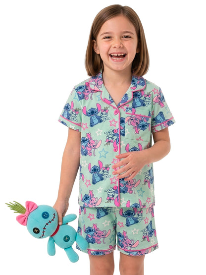 Dsiney Kidz - Character Green Disney Lilo & Stitch Short Button Up Pyjamas image 7