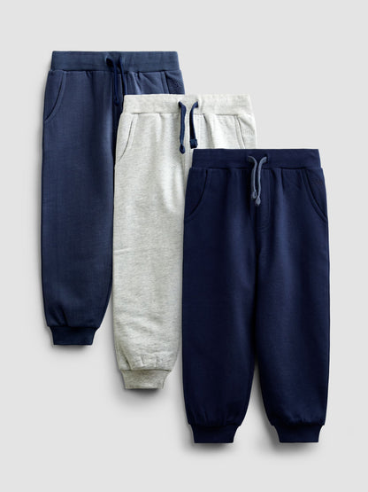 JoJo Maman Bébé White Blue & Navy 3-Pack Joggers - image 1
