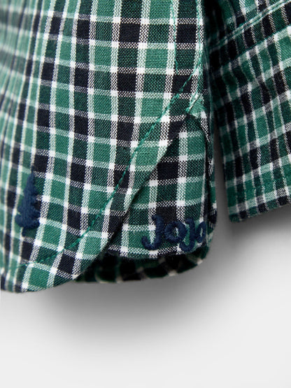 Dsiney Kidz - JoJo Maman Bébé Green Check Christmas Tree All Over Embroidered Shirt image 3