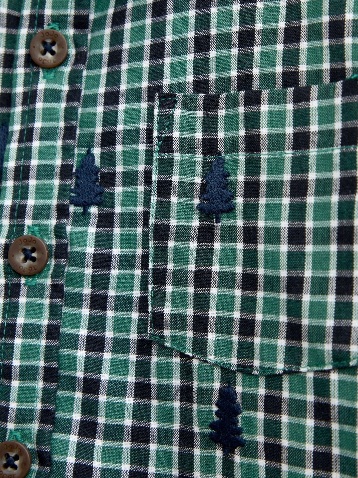 Dsiney Kidz - JoJo Maman Bébé Green Check Christmas Tree All Over Embroidered Shirt image 4