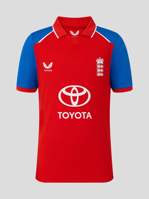 Castore Red England Cricket T20 Replica Short Sleeve Shirt image 1