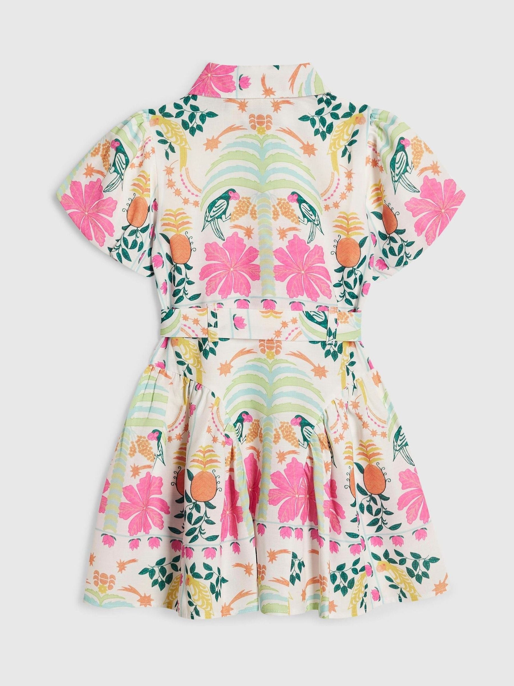 River Island Pink Satin Parrot Shirt Dress image 2