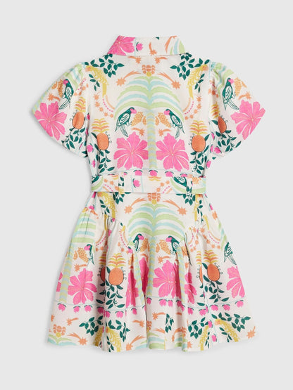 River Island Pink Satin Parrot Shirt Dress image 2
