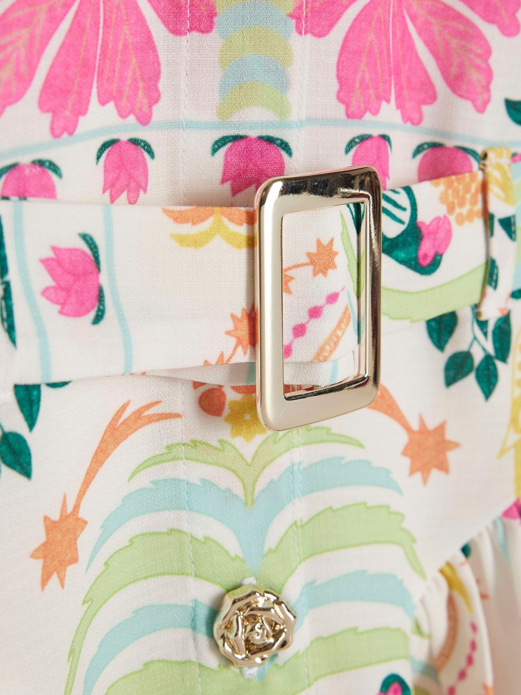River Island Pink Satin Parrot Shirt Dress image 4