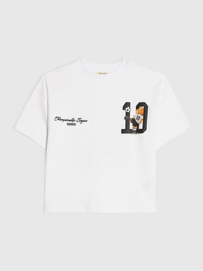 Dsiney Kidz - River Island White Oversized  Football Bear T-Shirt image 2