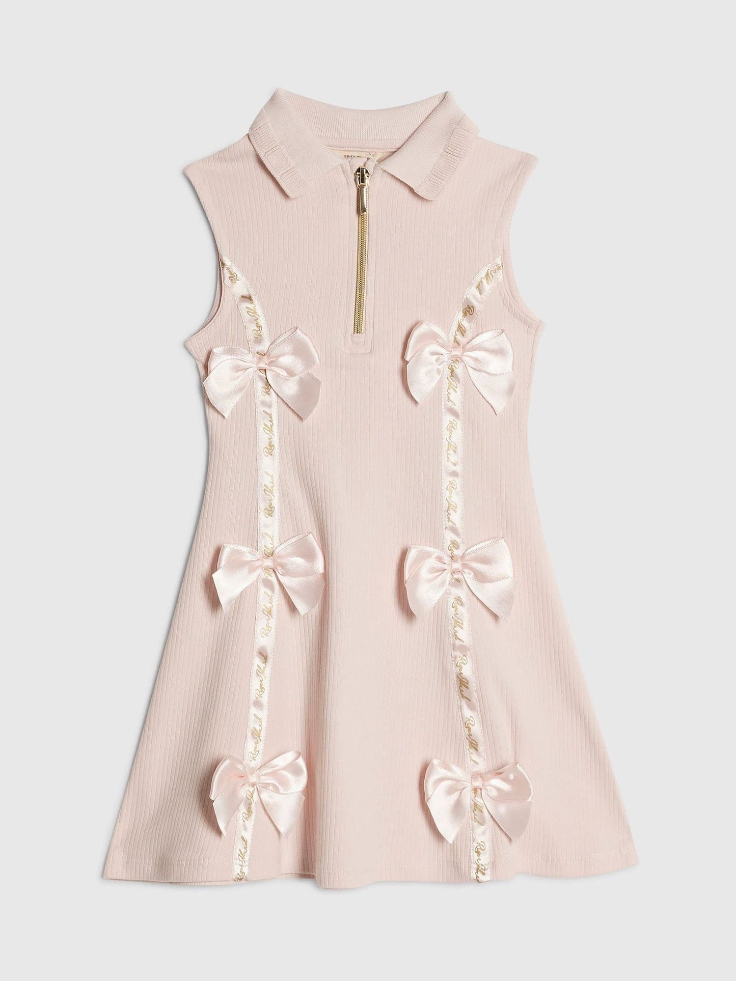 Dsiney Kidz - River Island Pink Satin Bow Polo Dress image 1