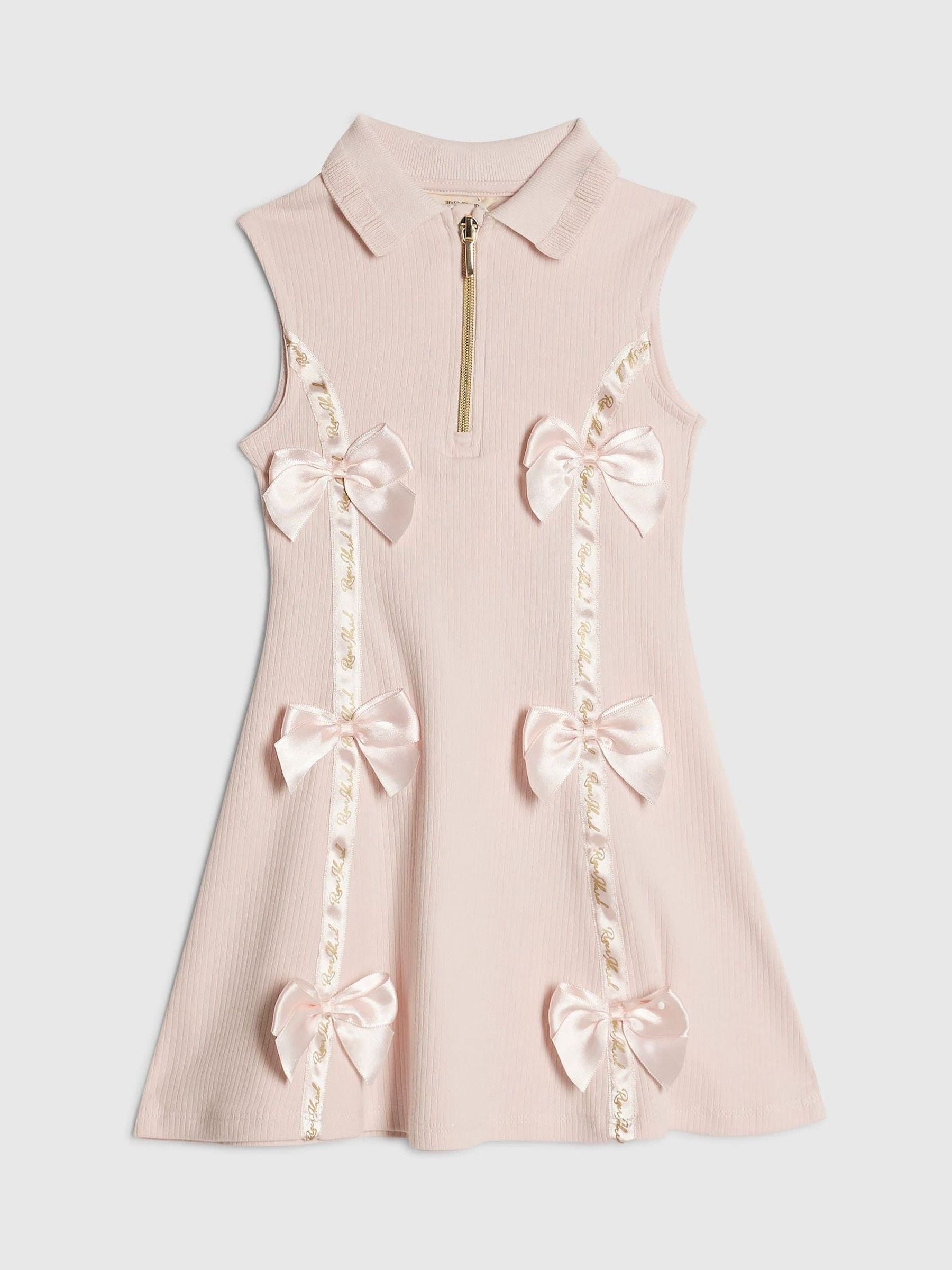 Dsiney Kidz - River Island Pink Satin Bow Polo Dress image 1