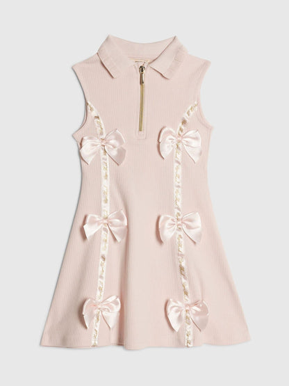 Dsiney Kidz - River Island Pink Satin Bow Polo Dress image 1