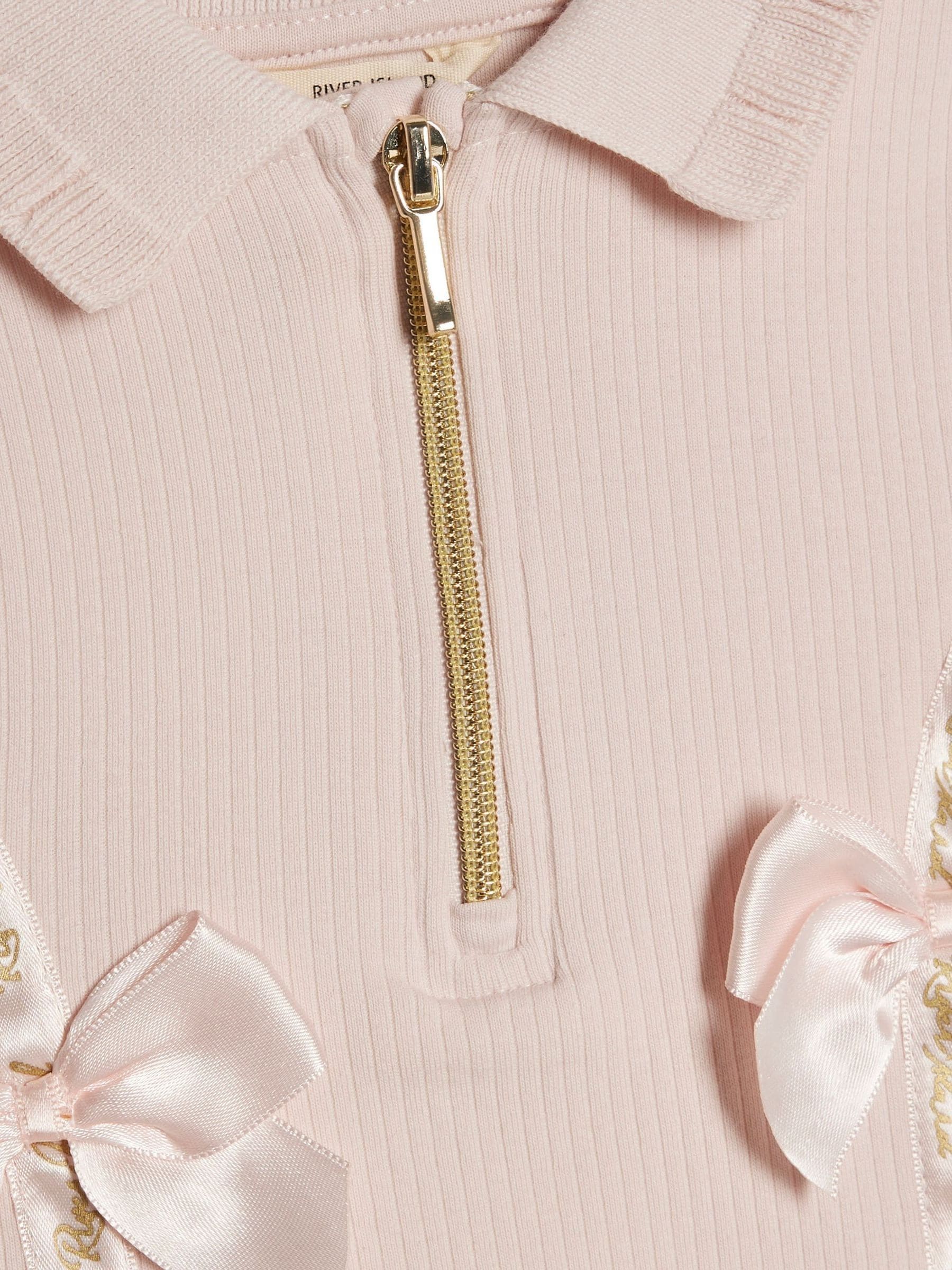 Dsiney Kidz - River Island Pink Satin Bow Polo Dress image 3