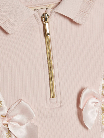 Dsiney Kidz - River Island Pink Satin Bow Polo Dress image 3