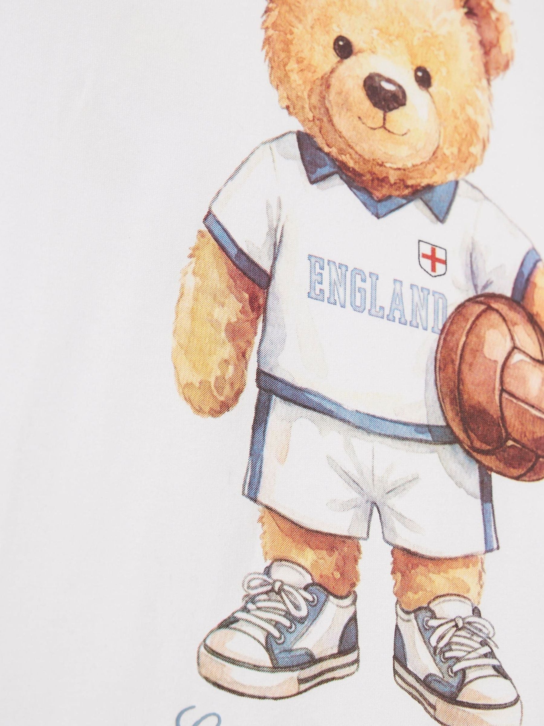 Dsiney Kidz - River Island White Oversized England Bear T-Shirt image 3