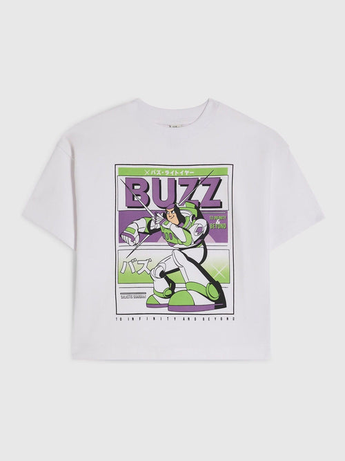 Dsiney Kidz - River Island White Regular Fit Buzz Toy Story T-Shirt image 1