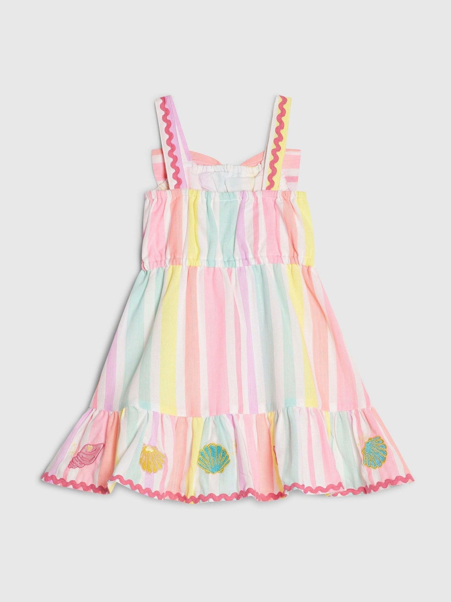 River Island Pink Neon Stripe Bow Frill Dress image 2