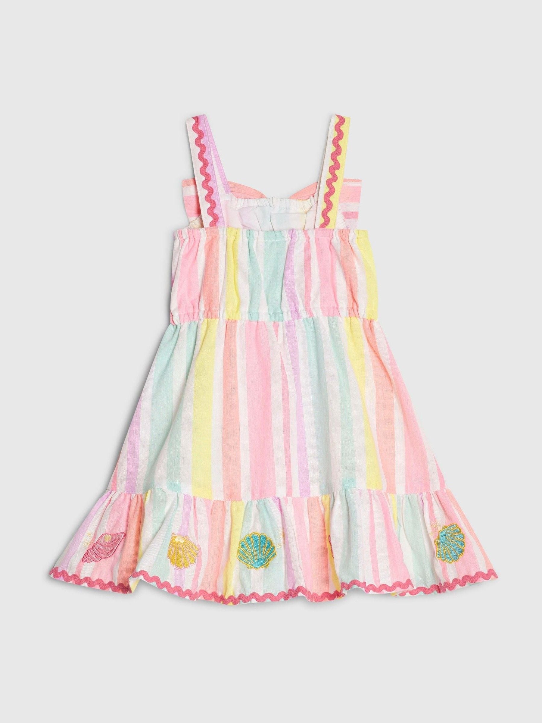River Island Pink Neon Stripe Bow Frill Dress image 2
