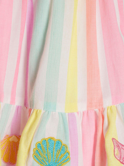 River Island Pink Neon Stripe Bow Frill Dress image 4