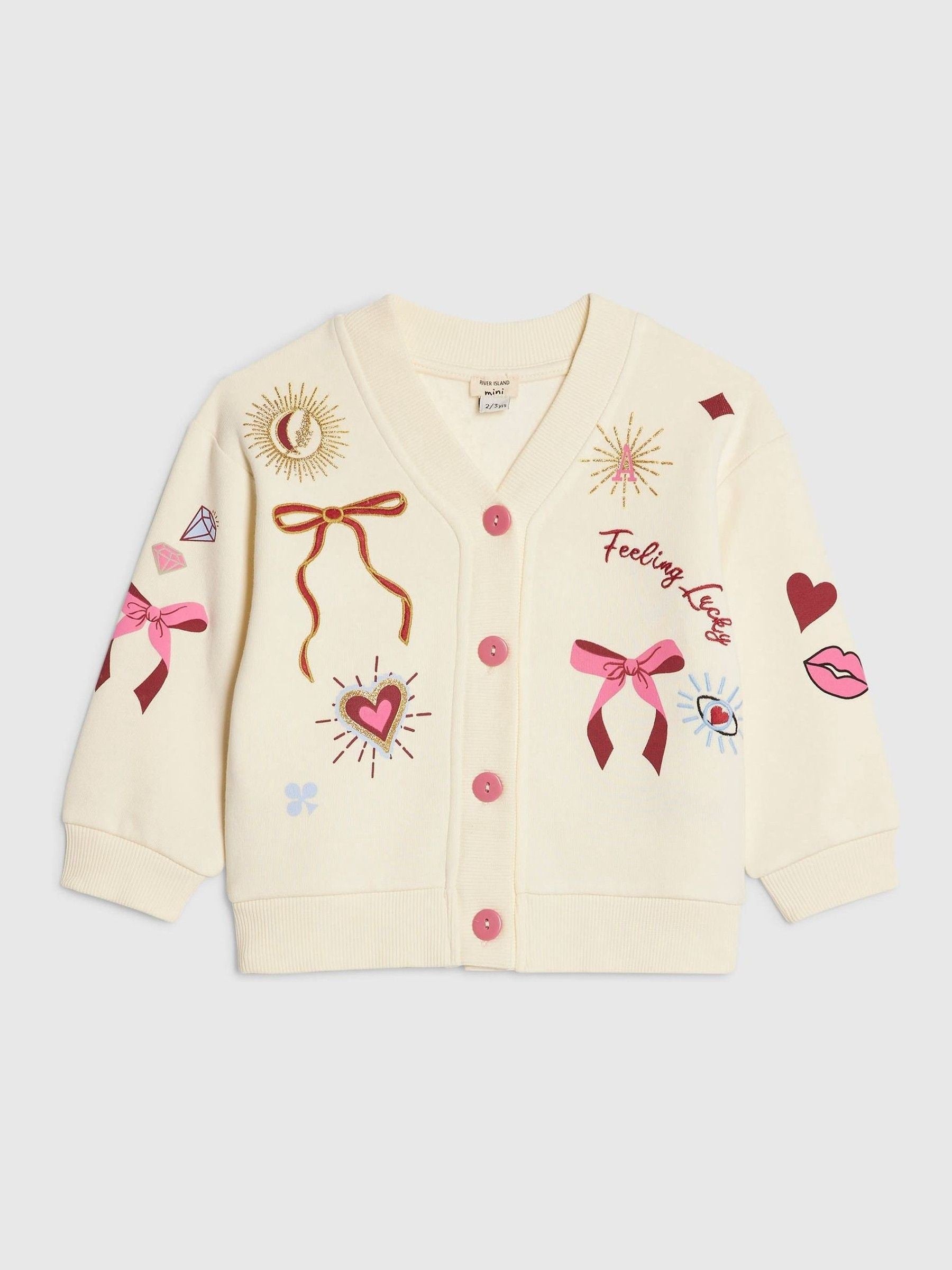 Dsiney Kidz - River Island Cream Iconic Embroidered Cardigan image 1