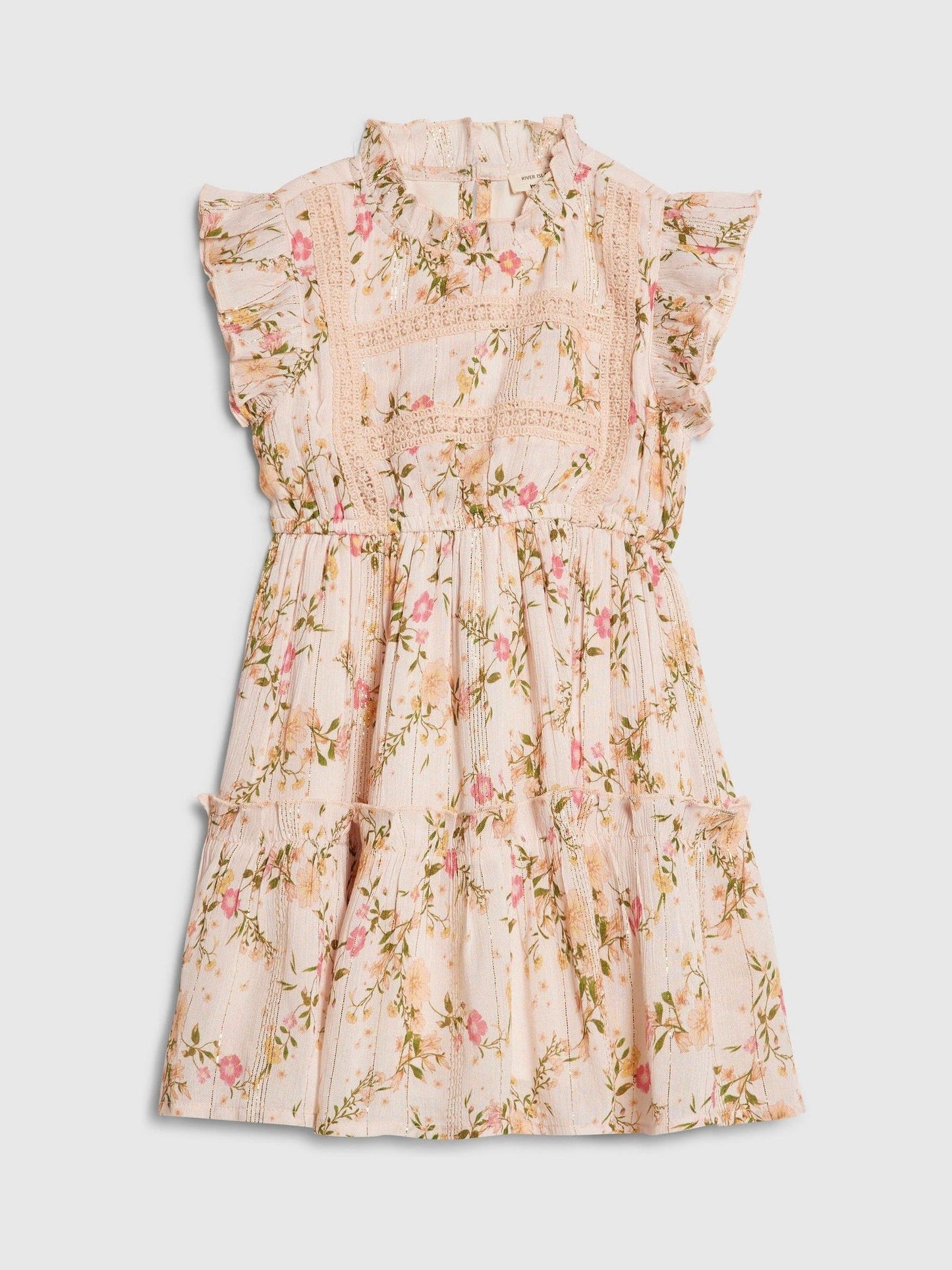 River Island Pink Floral Chiffon Charm Dress image 1