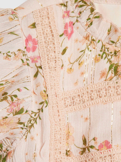 River Island Pink Floral Chiffon Charm Dress image 3