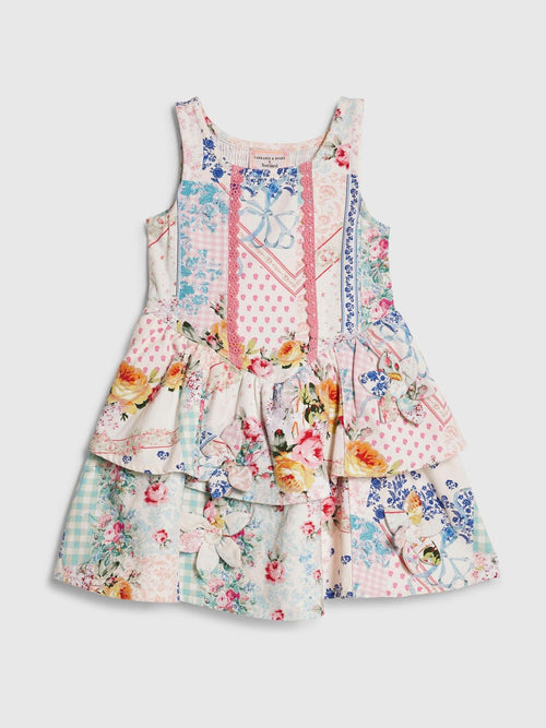 Dsiney Kidz - River Island Pink Cabbages & Roses Tiered Dress image 1