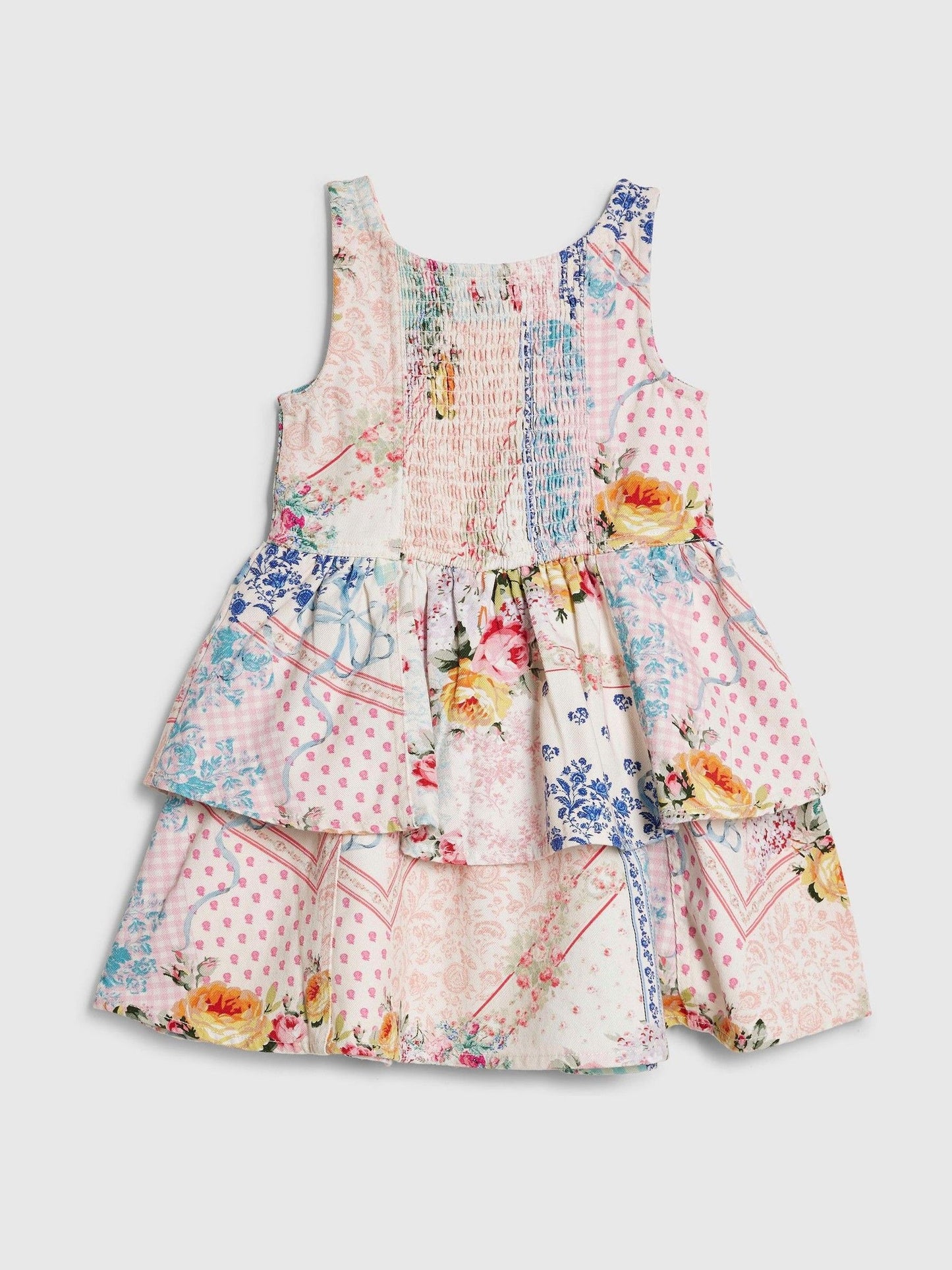 River Island Pink Cabbages & Roses Tiered Dress image 2