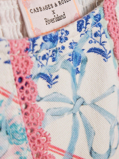River Island Pink Cabbages & Roses Tiered Dress image 3