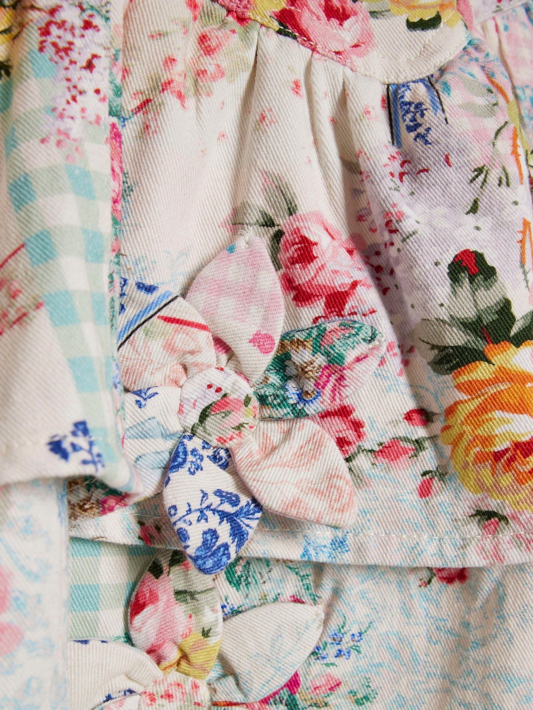 River Island Pink Cabbages & Roses Tiered Dress image 4