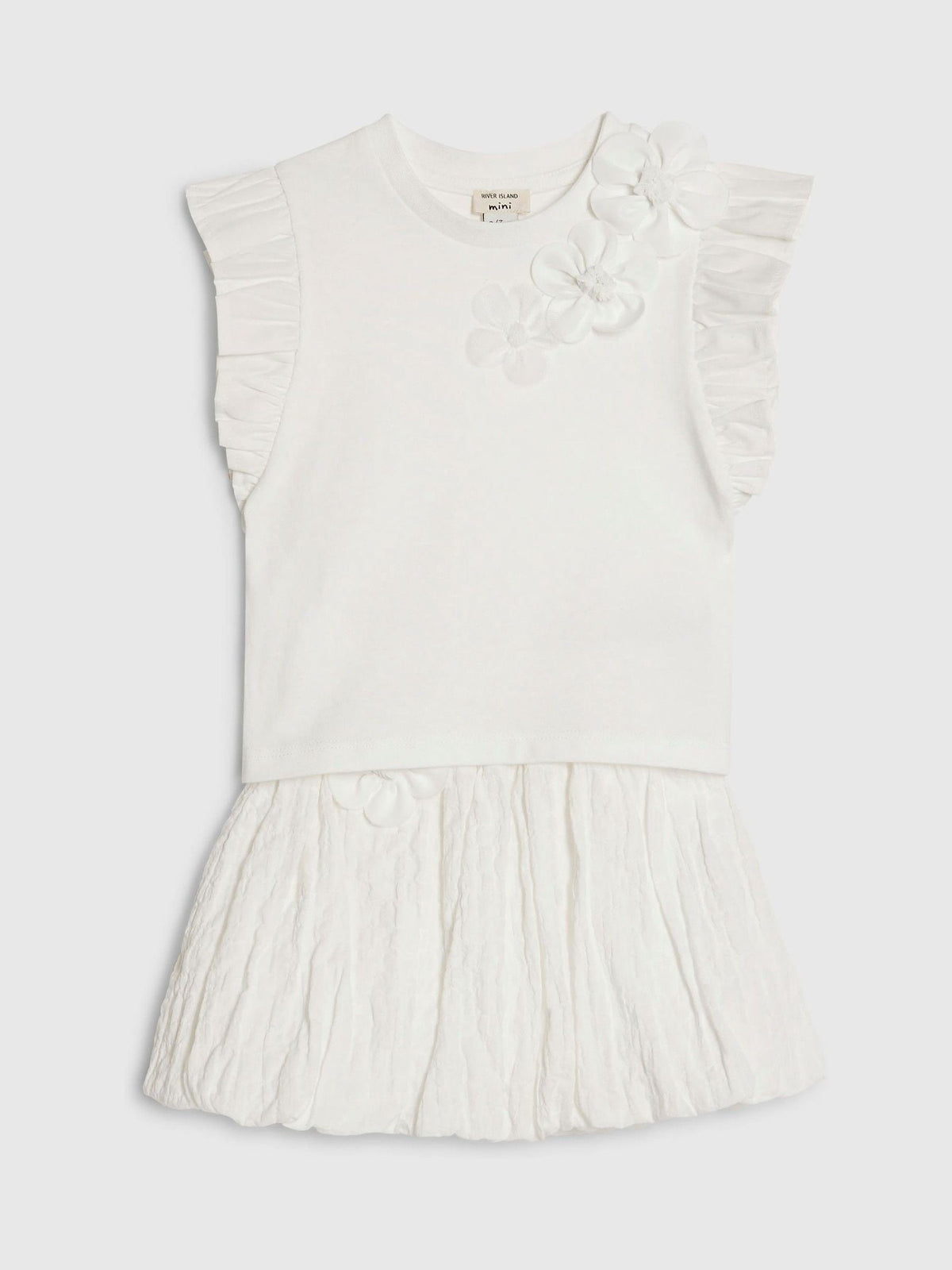 Dsiney Kidz - River Island White Frill Sleeve T-Shirt & Skirt Set image 5