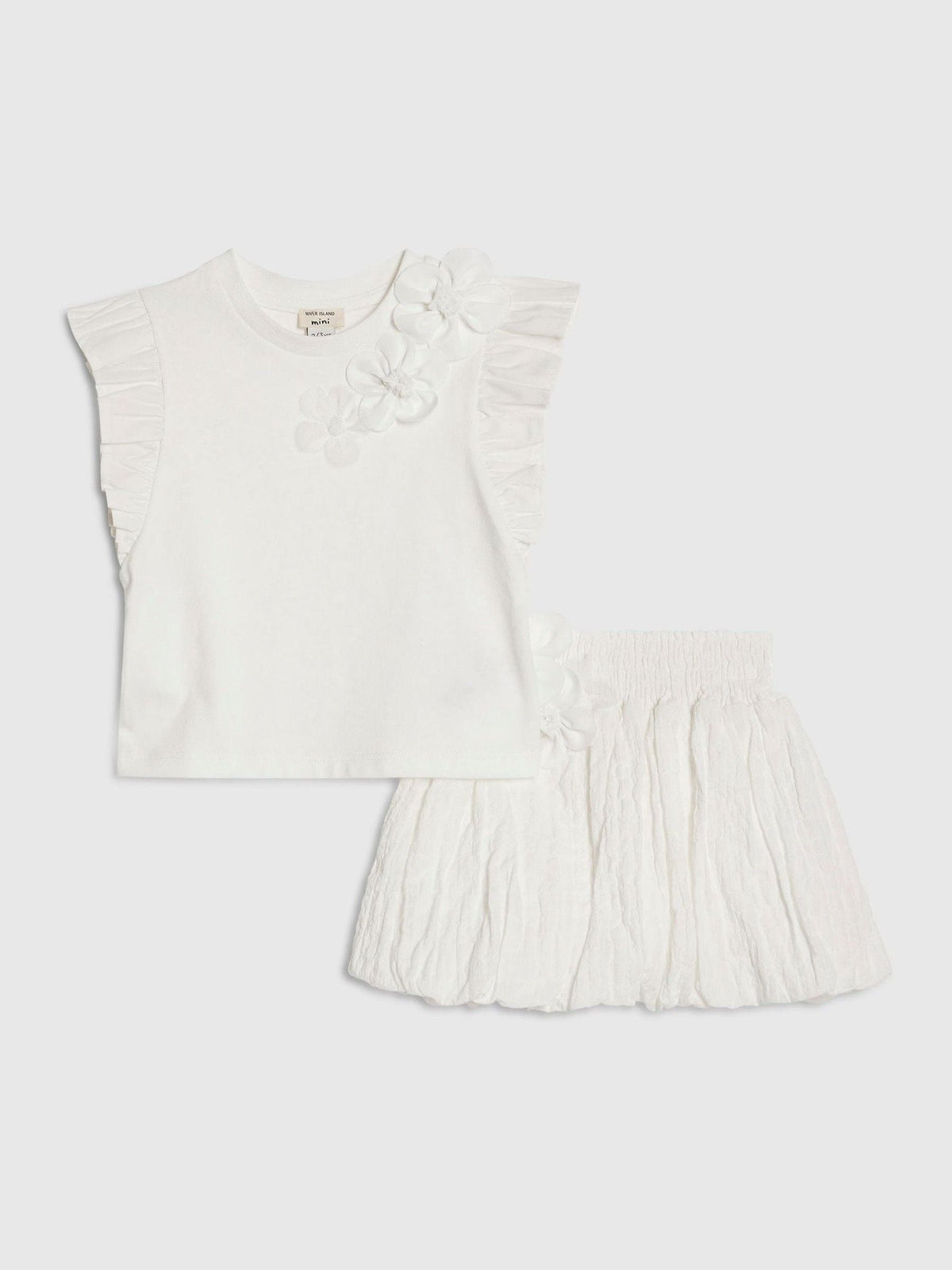 Dsiney Kidz - River Island White Frill Sleeve T-Shirt & Skirt Set image 1