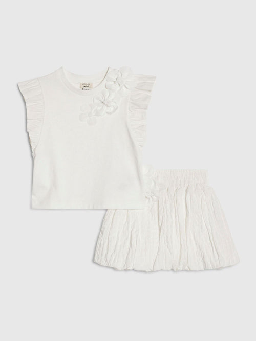 Dsiney Kidz - River Island White Frill Sleeve T-Shirt & Skirt Set image 1