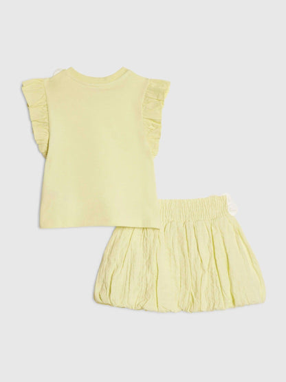 Dsiney Kidz - River Island Yellow Frill Sleeve T-Shirt & Skirt Set image 2