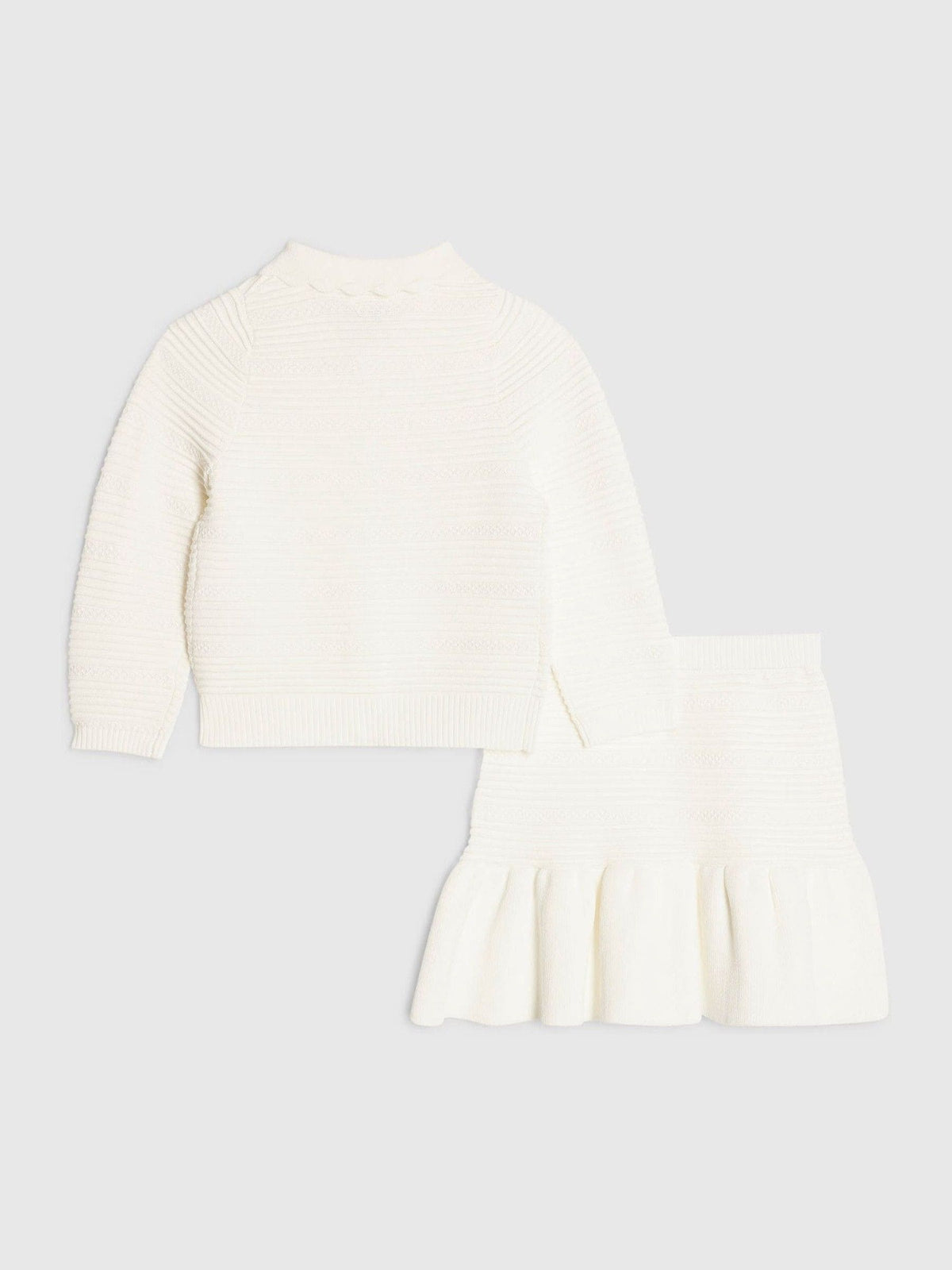 Dsiney Kidz - River Island White Knitted Floral Cardigan & Skirt Set image 3
