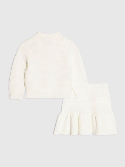 Dsiney Kidz - River Island White Knitted Floral Cardigan & Skirt Set image 3
