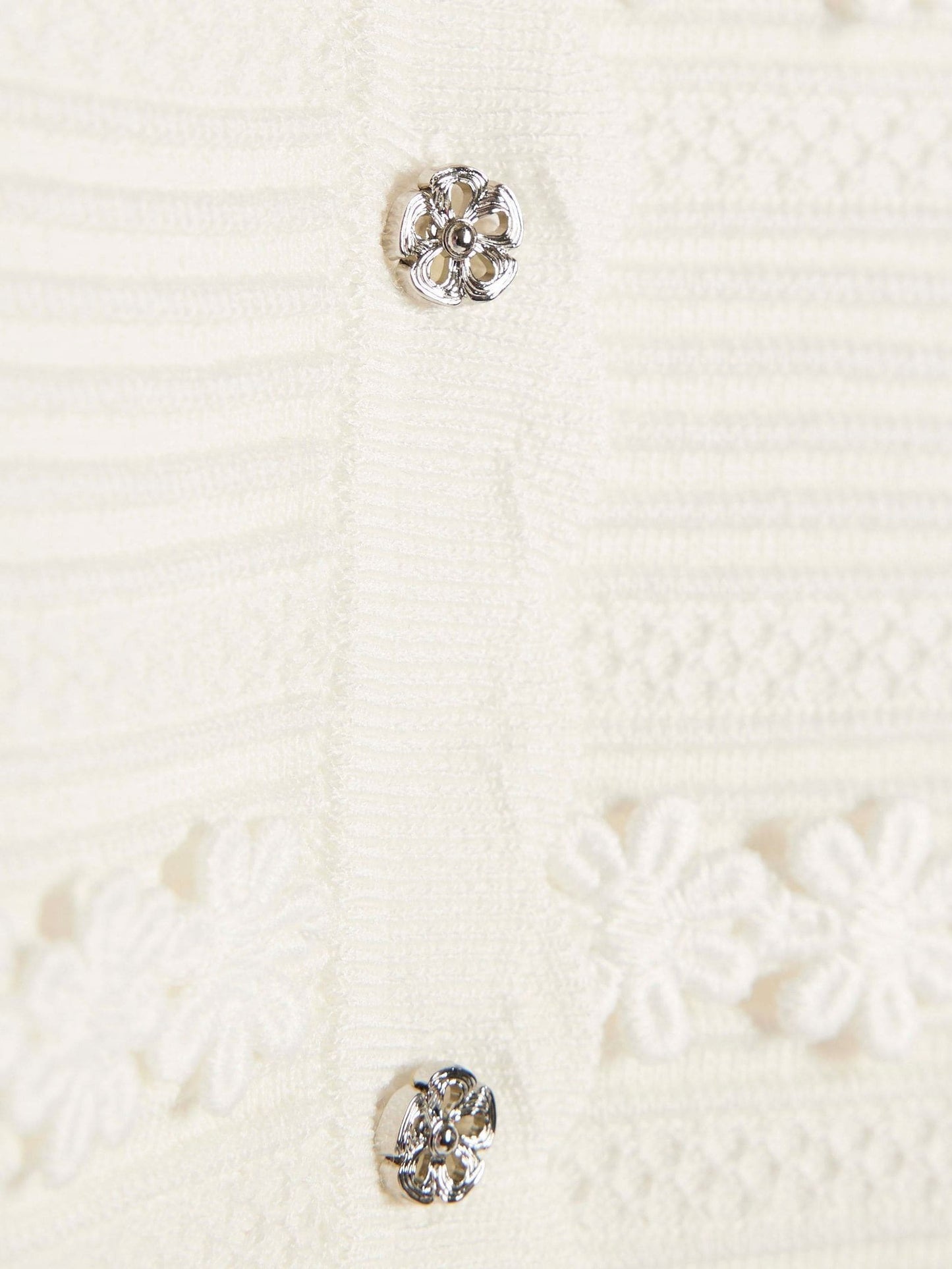 River Island White Knitted Floral Cardigan & Skirt Set image 4
