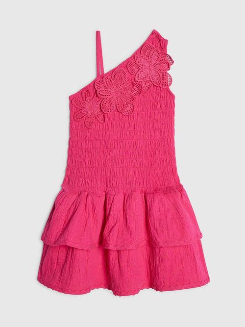 Dsiney Kidz - River Island Pink Asymmetric Crochet Flower Dress image 1
