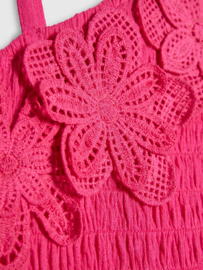 River Island Pink Asymmetric Crochet Flower Dress image 3