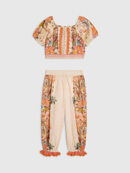 River Island Cream Del Maar Smock Top & Trouser Set image 1